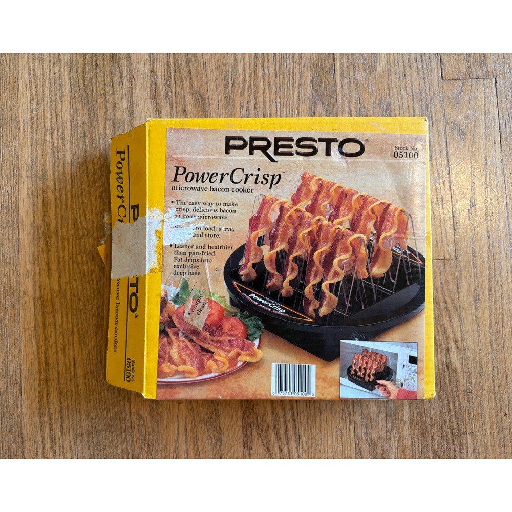 Presto PowerCrisp Microwave Bacon Cooker Black 05100 Healthy Cooking Tray